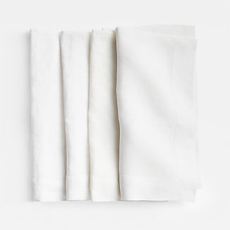 Marin White EUROPEAN FLAX â„¢-Certified Linen Napkin, Set of 4
