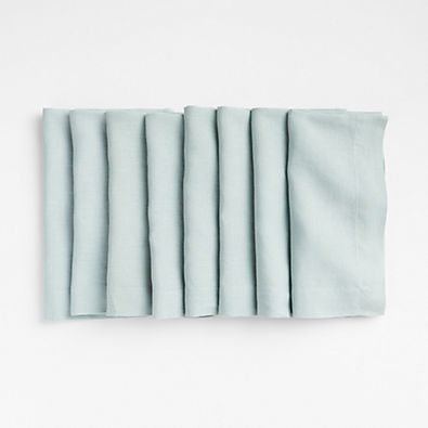 View Marin Blue Mist Linen Napkins, Set of 8 details