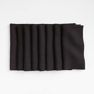 Marin Black EUROPEAN FLAX ™-Certified Linen Napkins, Set of 8