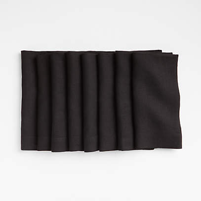 Black Stripe Washed Linen Napkin Set (4)