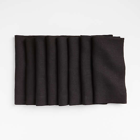 Marin Black EUROPEAN FLAX ™-Certified Linen Napkins, Set of 8