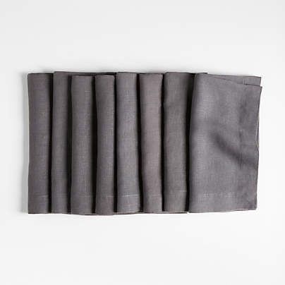 Marin Storm Grey EUROPEAN FLAX ™-Certified Linen Napkins, Set of 8