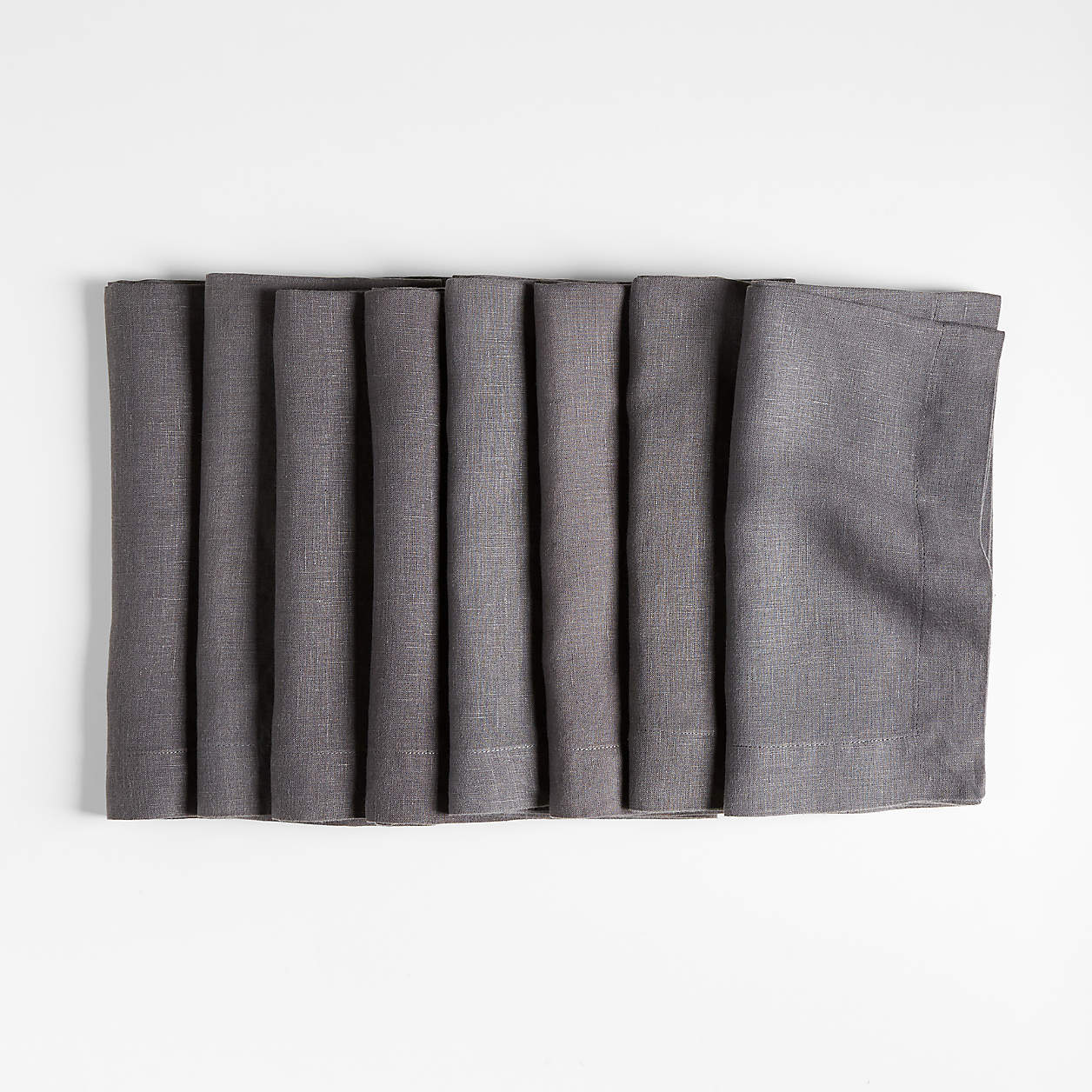 Marin Storm Grey European Flax Certified Linen Napkins, Set of 8