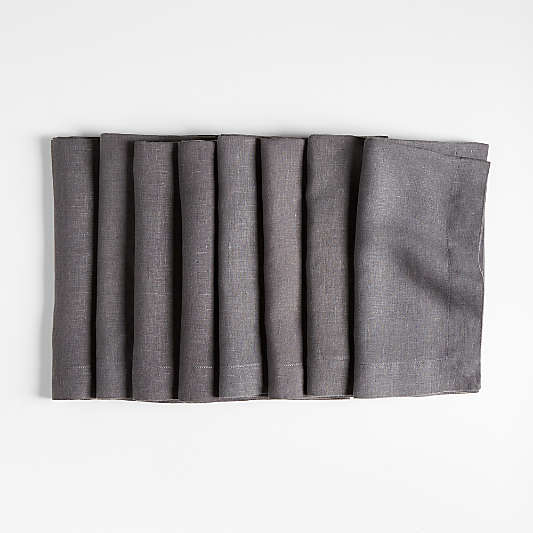 Marin Storm Grey EUROPEAN FLAX ™-Certified Linen Napkins, Set of 8