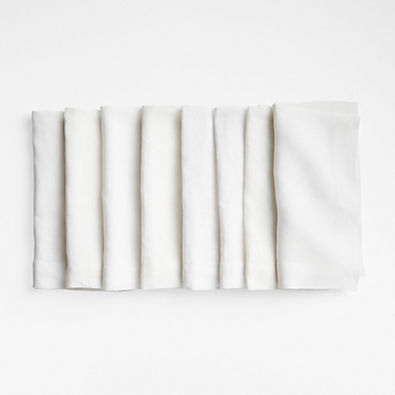 View Marin White European Linen Napkins, Set of 8 details