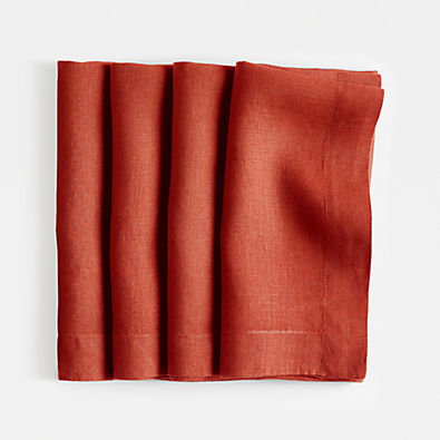View Marin Brick Red Linen Napkin, Set of 4 details