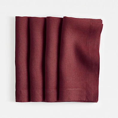 View Marin Merlot Red Linen Napkin, Set of 4 details