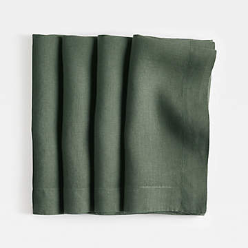 Linen Cloth Napkins in Moss Olive Green for Weddings and Dinners