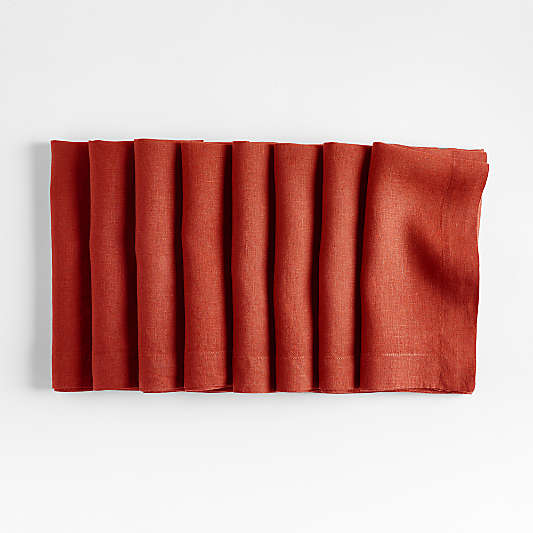 Marin Brick Red Linen Napkin, Set of 8