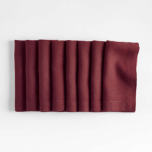 Marin Merlot Red Linen Napkin, Set of 8