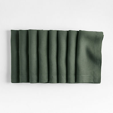 View Marin Pine Green EUROPEAN FLAX ™-Certified Linen Napkin, Set of 8 details