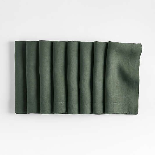 Marin Pine Green Linen Napkin, Set of 8