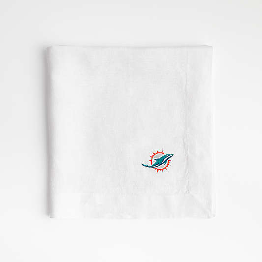 NFL Miami Dolphins Marin White EUROPEAN FLAX ™-Certified Linen Napkin, Set of 4