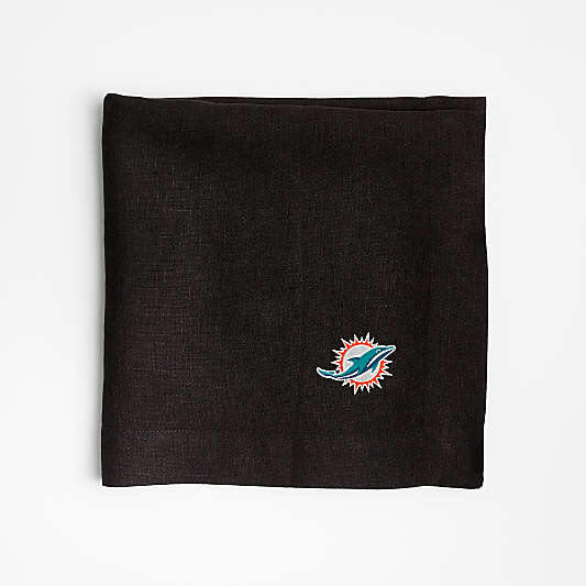 NFL Miami Dolphins Marin Ink Black EUROPEAN FLAX ™-Certified Linen Napkin, Set of 4