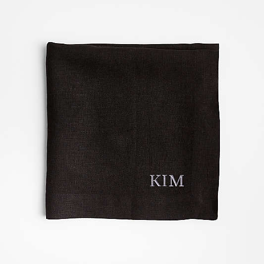 Marin Ink Black European Linen Napkins, Set of 8