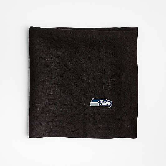 NFL Seattle Seahawks Marin Ink Black EUROPEAN FLAX ™-Certified Linen Napkin, Set of 4