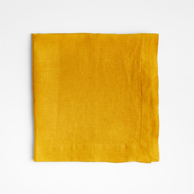 Marin Saffron Yellow Linen Napkin + Reviews | Crate & Barrel