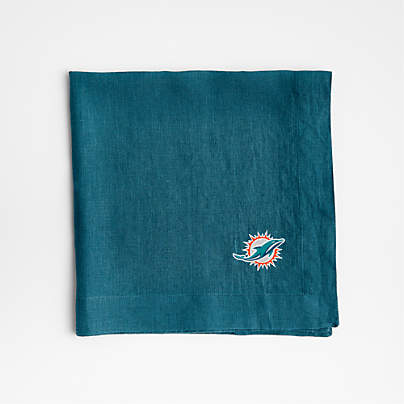 NFL Miami Dolphins Marin Sea Blue EUROPEAN FLAX ™-Certified Linen Napkin, Set of 4
