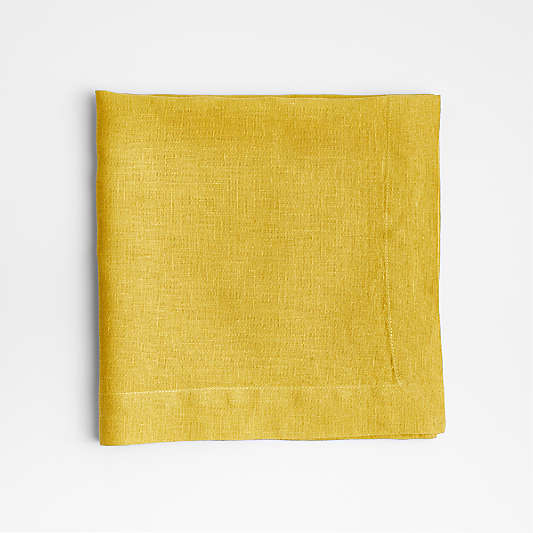 Marin Olive Yellow EUROPEAN FLAX ™-Certified Linen Napkin