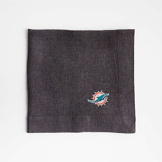 NFL Miami Dolphins Marin Storm Grey EUROPEAN FLAX ™-Certified Linen Napkin, Set of 4