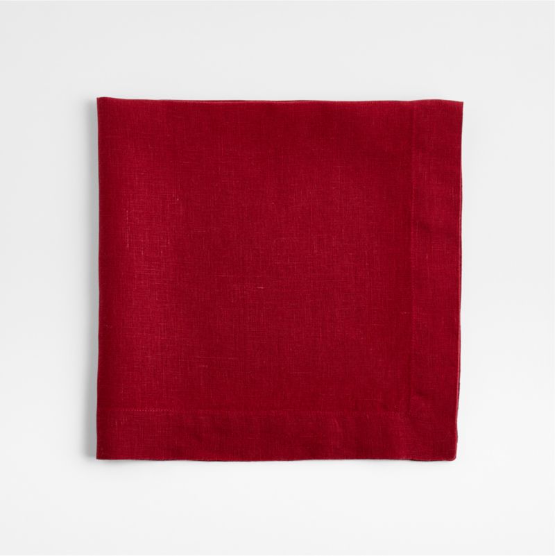 Marin Luminous Red EUROPEAN FLAX ™-Certified Linen Dinner Napkin - image 4 of 7