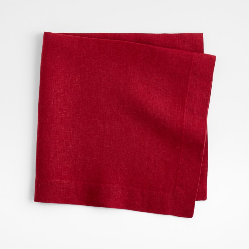 Marin Luminous Red EUROPEAN FLAX ™-Certified Linen Dinner Napkin - image 0 of 7