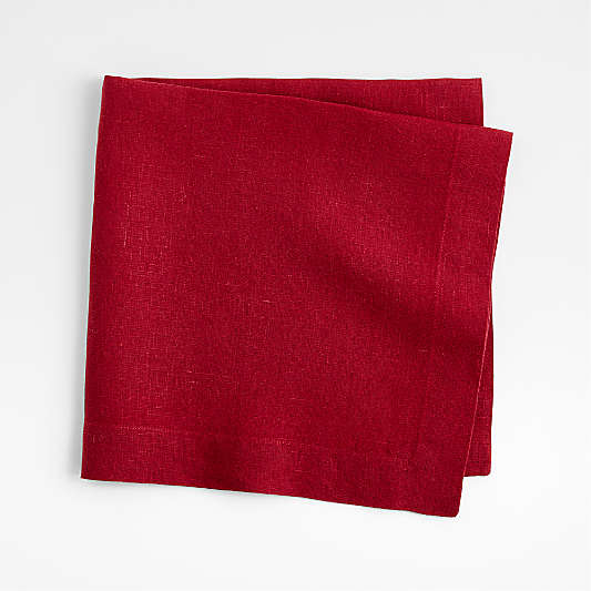 Marin Luminous Red EUROPEAN FLAX ™-Certified Linen Dinner Napkin