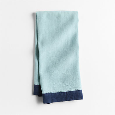 View Marin Quiet Blue Linen Blend Kitchen Towel details