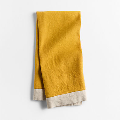 View Marin Saffron Yellow Linen Blend Kitchen Towel details