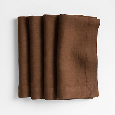 View Marin Earth Brown EUROPEAN FLAX ™-Certified Napkins, Set of 4 details