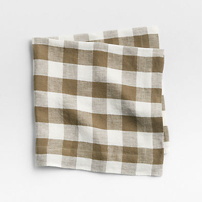 View Marin Sage Green Gingham Linen Napkin details