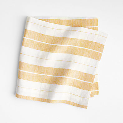 View Marin Yellow Plaid Linen Napkin details