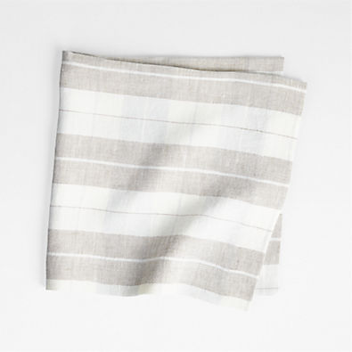 View Marin Toasted Tan Plaid Linen Napkin details
