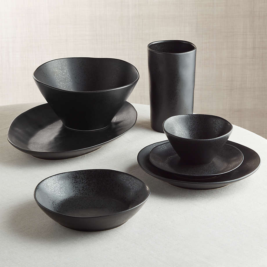 Marin 16-Piece Matte Black Dinnerware Set + Reviews | Crate & Barrel