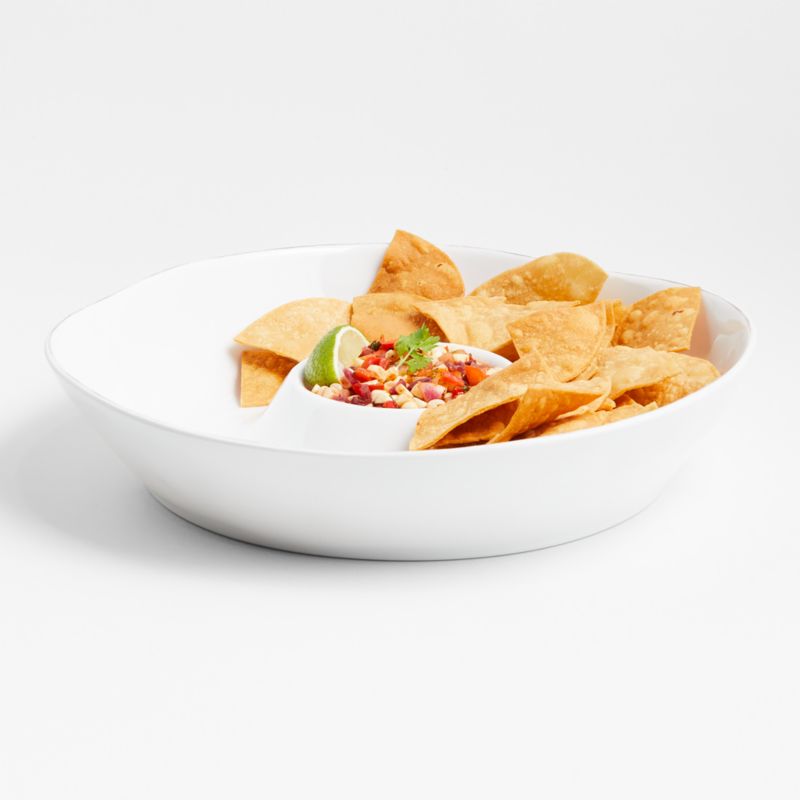 Marin White Outdoor Melamine Chip and Dip Bowl