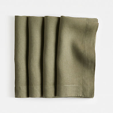View Marin Desert Green EUROPEAN FLAX -Certified Linen Napkin, Set of 4 details