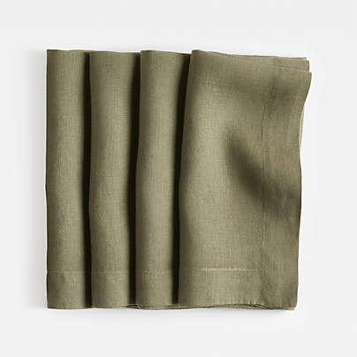 Marin Desert Green EUROPEAN FLAX ™-Certified Linen Napkin, Set of 4