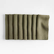 Marin Desert Green EUROPEAN FLAX -Certified Linen Napkins, Set of 8 + Reviews | Crate & Barrel