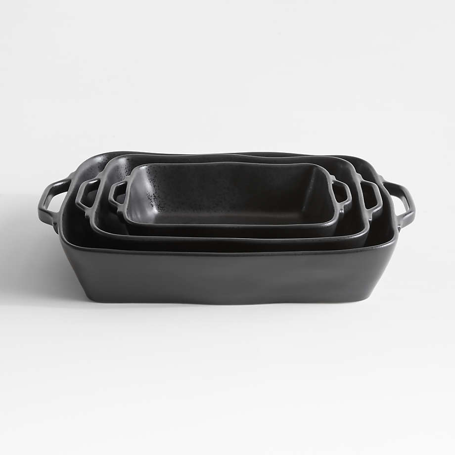 matte black white ceramic bakeware set