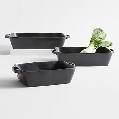 View Marin Matte Black Ceramic Baking Dishes, Set of 3 details