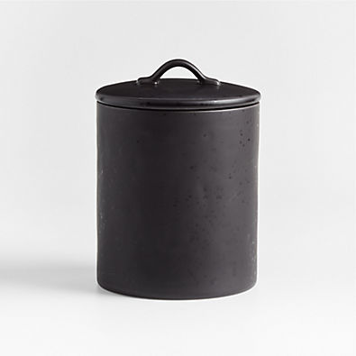 View Marin Medium Matte Black Stoneware Canister details