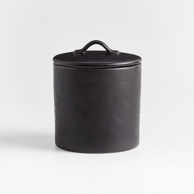 View Marin Small Matte Black Stoneware Canister details