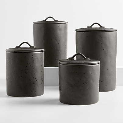 Marin Matte Black Stoneware Canister Set