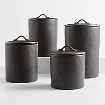 Marin Matte Black Stoneware Canister Set + Reviews | Crate & Barrel