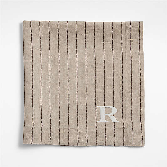 Marin Natural and Earth Brown EUROPEAN FLAX ™-Certified Linen Striped Napkin