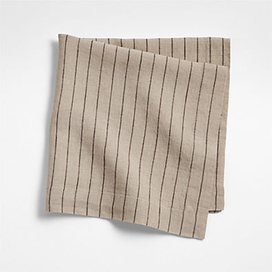View Marin Natural and Earth Brown EUROPEAN FLAX ™-Certified Linen Striped Napkin details