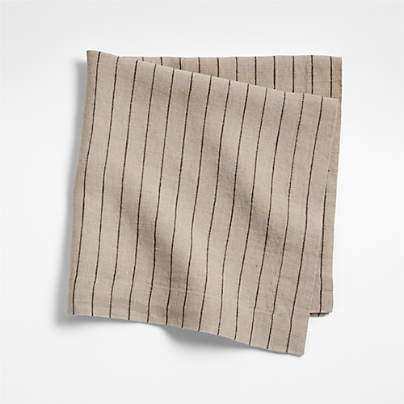 Marin Natural and Earth Brown European Linen Striped Napkin