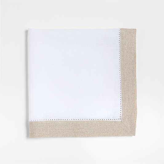 Marin Natural and Cream EUROPEAN FLAX ™-Certified Linen Napkin with Hemstitch