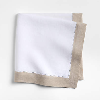 Marin Natural and Cream EUROPEAN FLAX ® Linen Napkin with Hemstitch