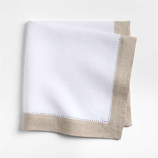Marin Natural and Cream EUROPEAN FLAX ™-Certified Linen Napkin with Hemstitch